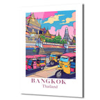 Bangkok Rüyası: Tuk-Tuklu Canlı Şehir Manzarası Cam Tablo