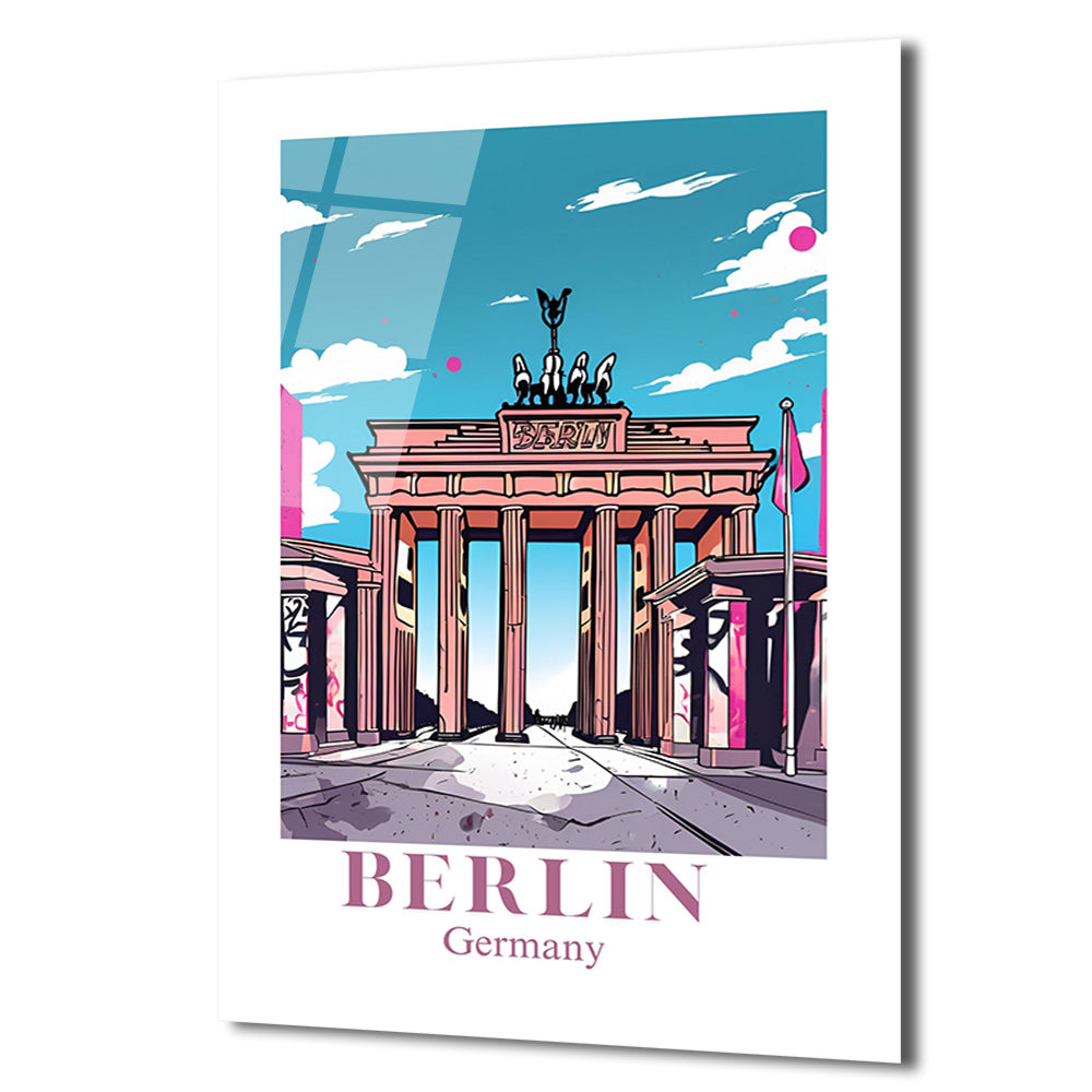 Berlin Brandenburg Kapısı Pop Art Cam Tablo - Glazella Özel Seri