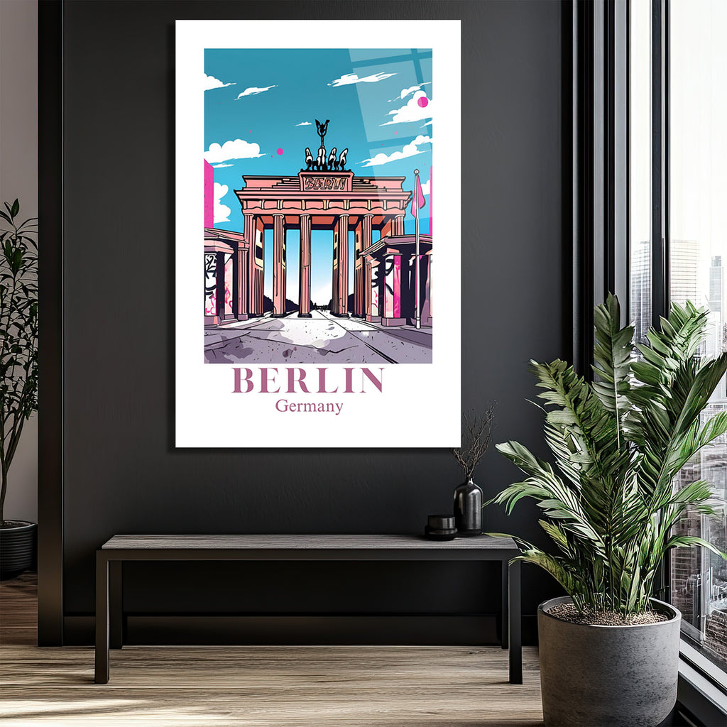 Berlin Brandenburg Kapısı Pop Art Cam Tablo - Glazella Özel Seri