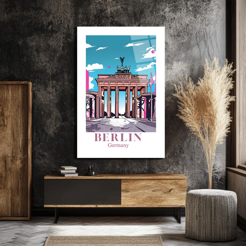 Berlin Brandenburg Kapısı Pop Art Cam Tablo - Glazella Özel Seri
