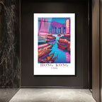 Hong Kong Neon Işıkları Cam Tablo - Şehir Manzarası