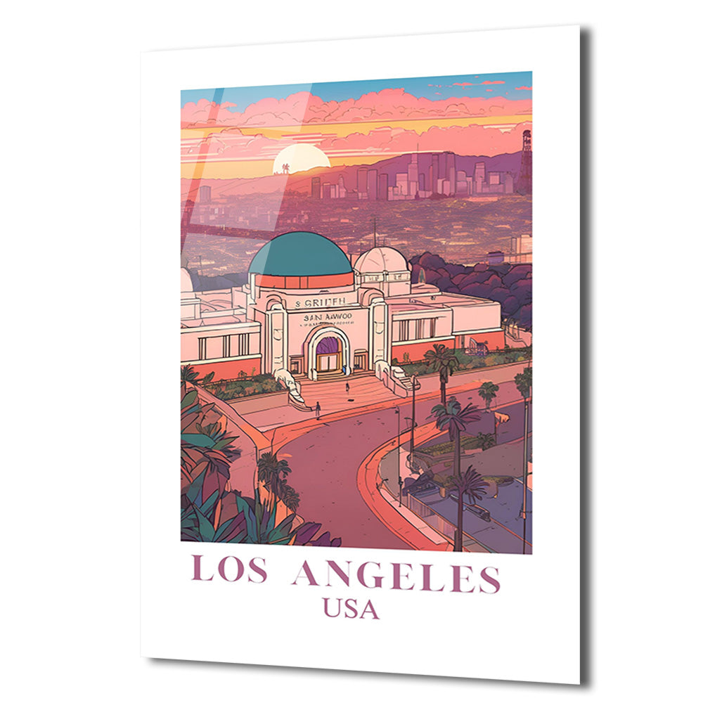 Los Angeles Griffith Gözlemevi Gün Batımı Cam Tablo
