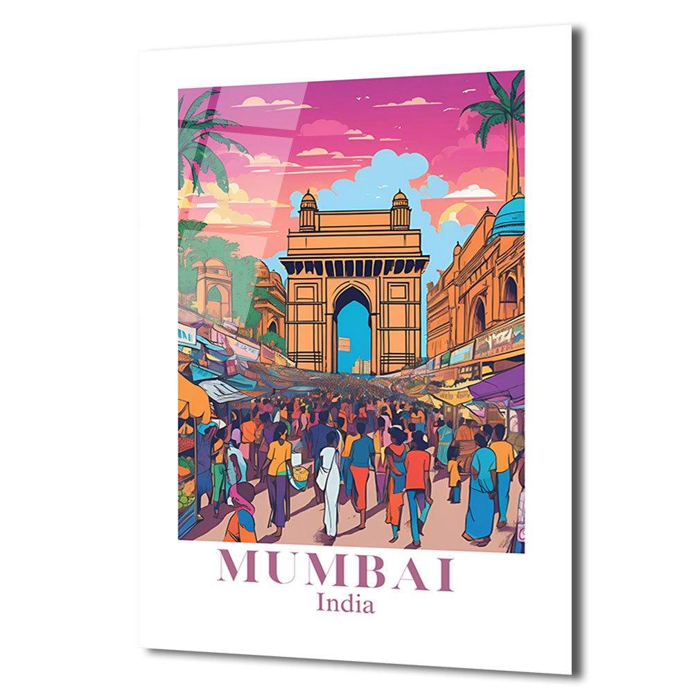 Mumbai'nin Canlı Ruhu: Gateway of India Temalı Sanatsal Cam Tablo