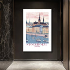 Stockholm Pastel Şehir Manzarası Cam Tablo