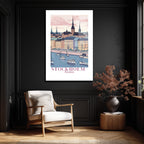 Stockholm Pastel Şehir Manzarası Cam Tablo