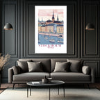 Stockholm Pastel Şehir Manzarası Cam Tablo