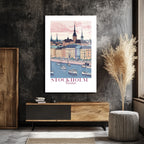 Stockholm Pastel Şehir Manzarası Cam Tablo