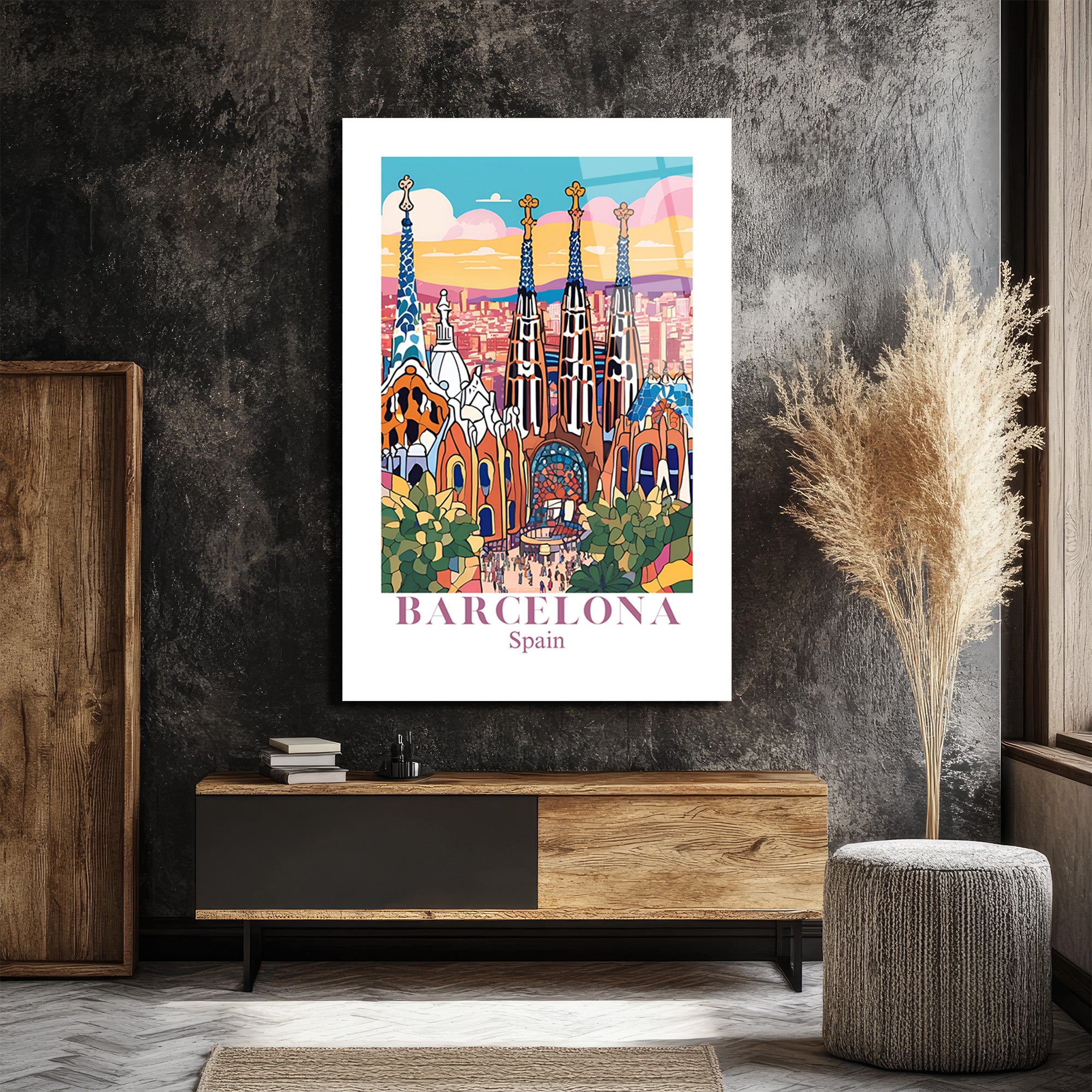 Barselona Rüyası Sagrada Familia Modern Cam Tablo