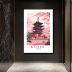 Kyoto Sakura Tapınağı Cam Tablo: Japon Baharının Zarafeti
