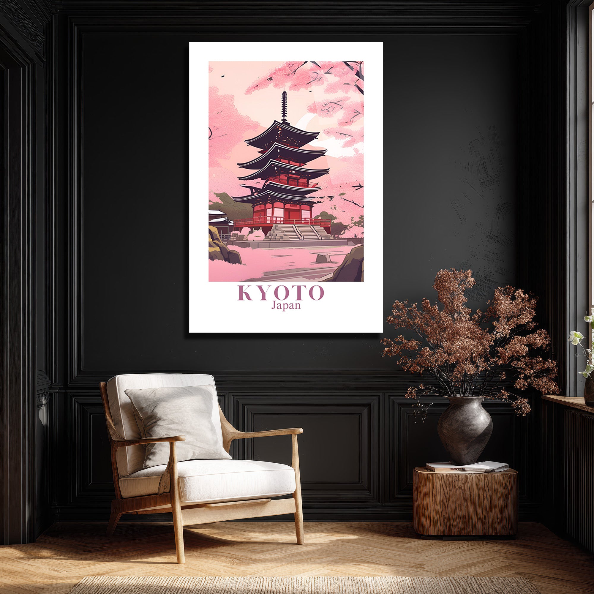 Kyoto Sakura Tapınağı Cam Tablo: Japon Baharının Zarafeti