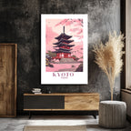 Kyoto Sakura Tapınağı Cam Tablo: Japon Baharının Zarafeti