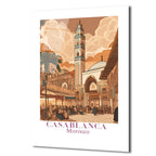 Casablanca Fas Minareli Şehir Manzarası Cam Tablo