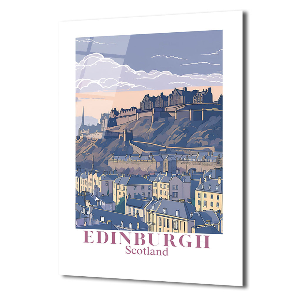 Edinburgh İskoçya Manzarası Cam Tablo | Şehrin Ruhunu Evine Taşı