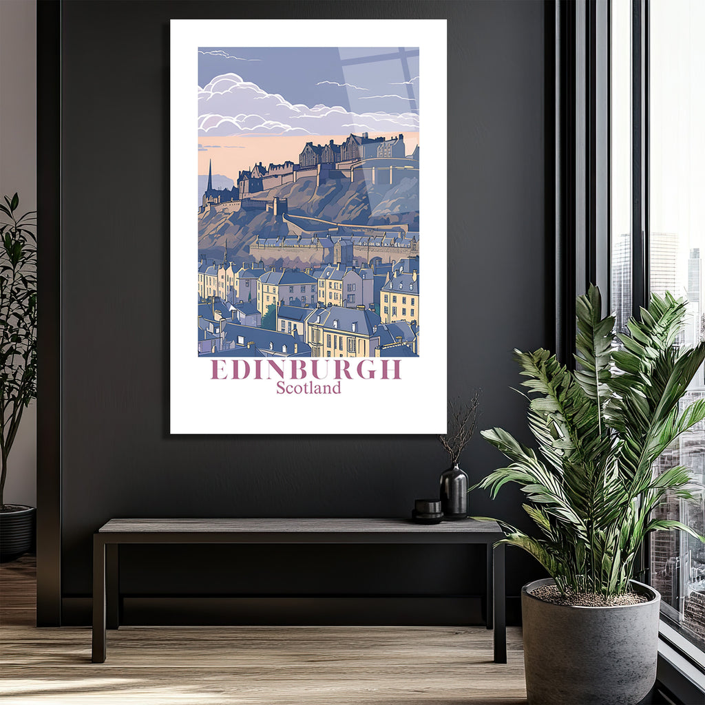 Edinburgh İskoçya Manzarası Cam Tablo | Şehrin Ruhunu Evine Taşı