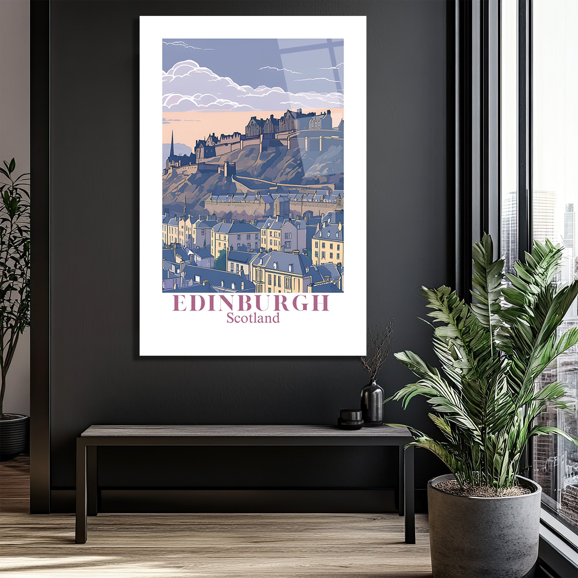 Edinburgh İskoçya Manzarası Cam Tablo | Şehrin Ruhunu Evine Taşı