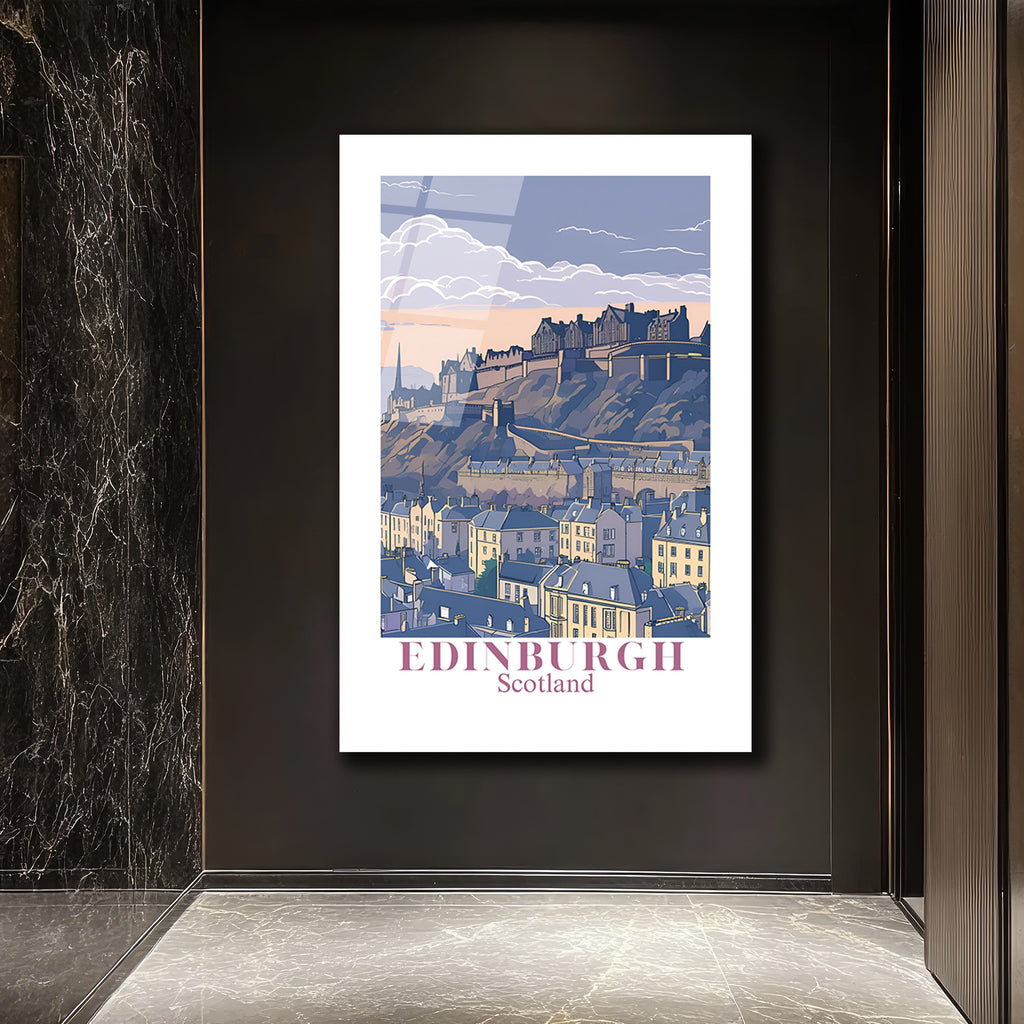 Edinburgh İskoçya Manzarası Cam Tablo | Şehrin Ruhunu Evine Taşı