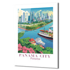 Panama City Modern Sanat Cam Tablo - Şehir ve Kanal Manzarası