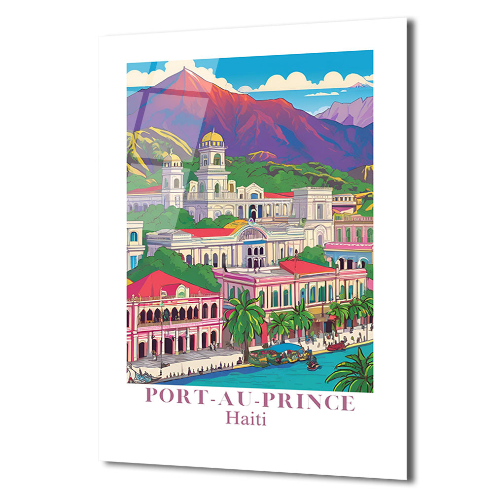 Port-au-Prince Haiti Canlı Şehir Manzarası Cam Tablo
