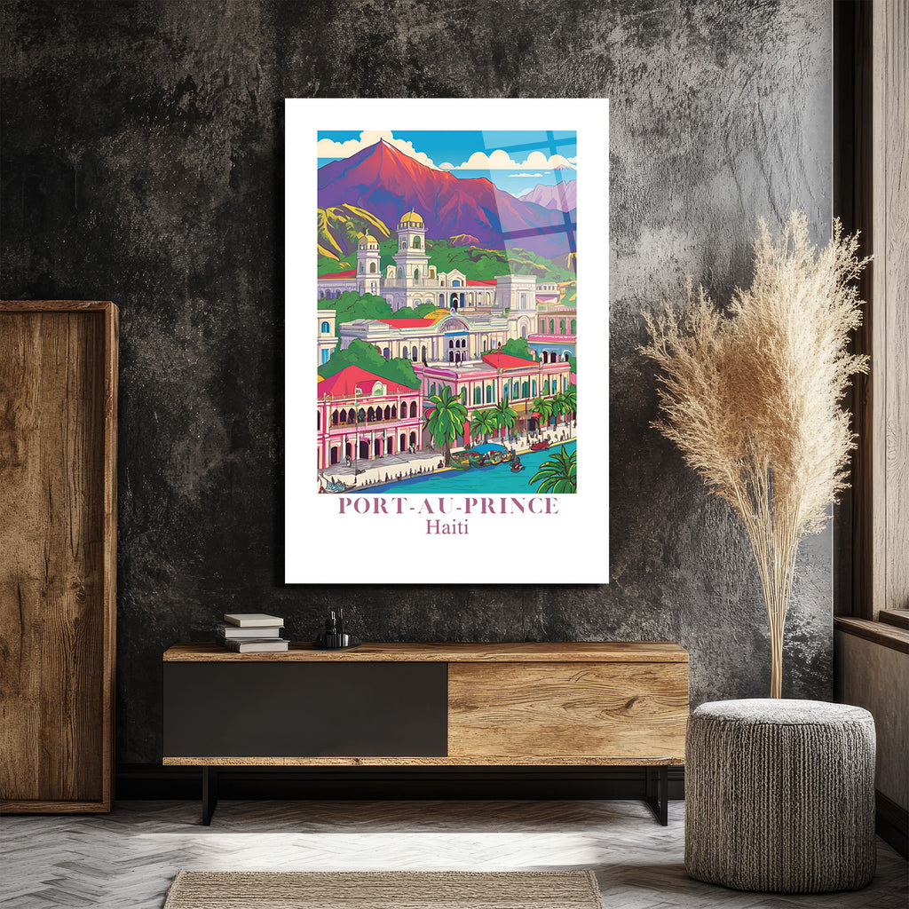 Port-au-Prince Haiti Canlı Şehir Manzarası Cam Tablo