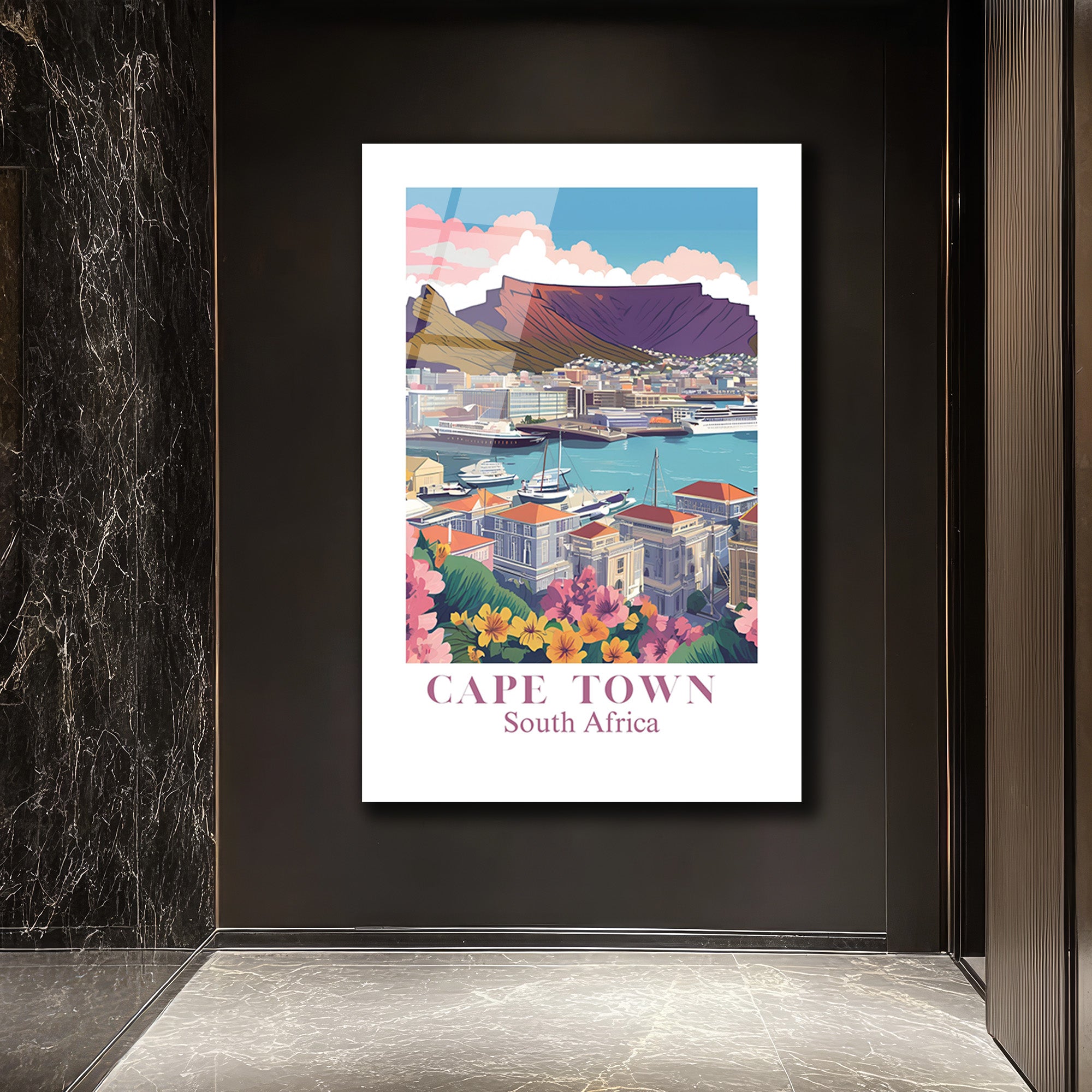 Cape Town Güney Afrika Manzarası Cam Tablo