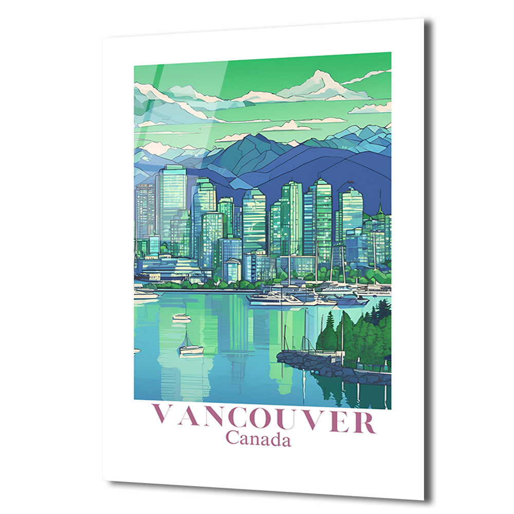 Vancouver Şehir Manzarası Cam Tablo - Kanada'nın Doğal Güzelliği