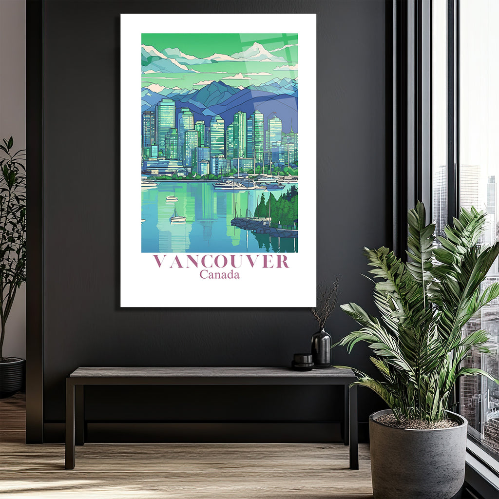 Vancouver Şehir Manzarası Cam Tablo - Kanada'nın Doğal Güzelliği