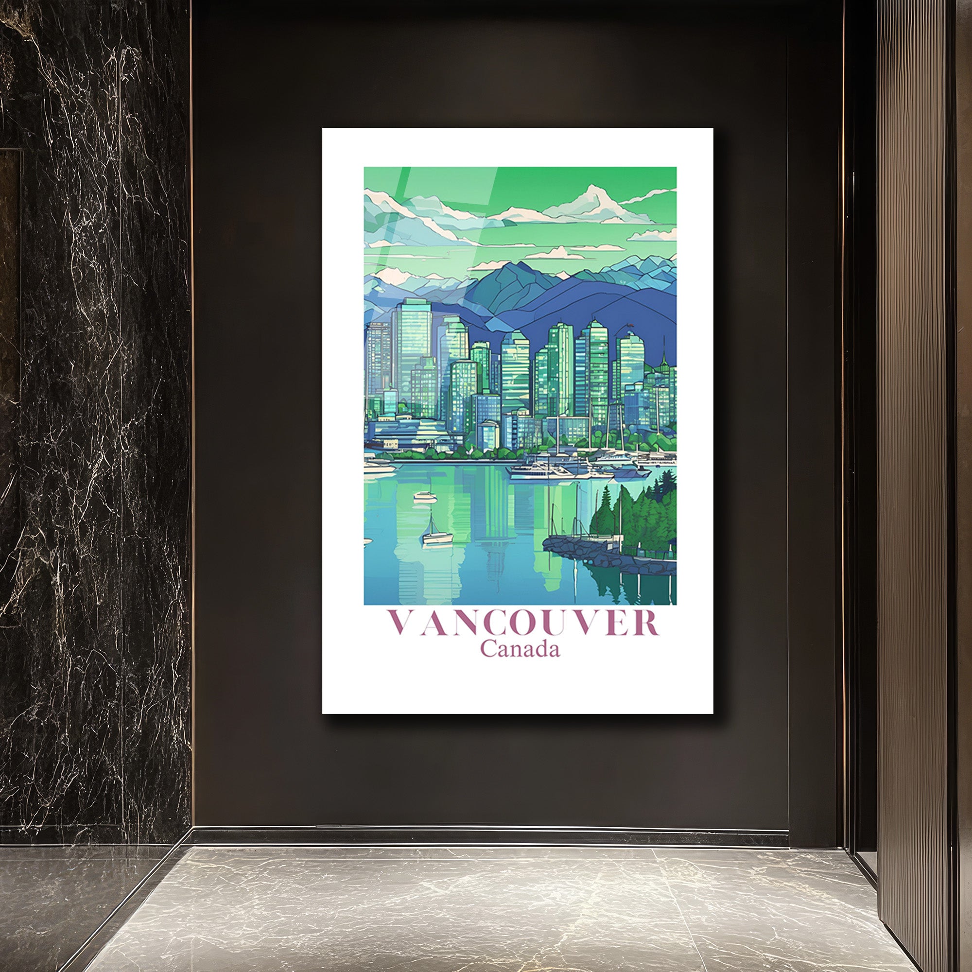 Vancouver Şehir Manzarası Cam Tablo - Kanada'nın Doğal Güzelliği