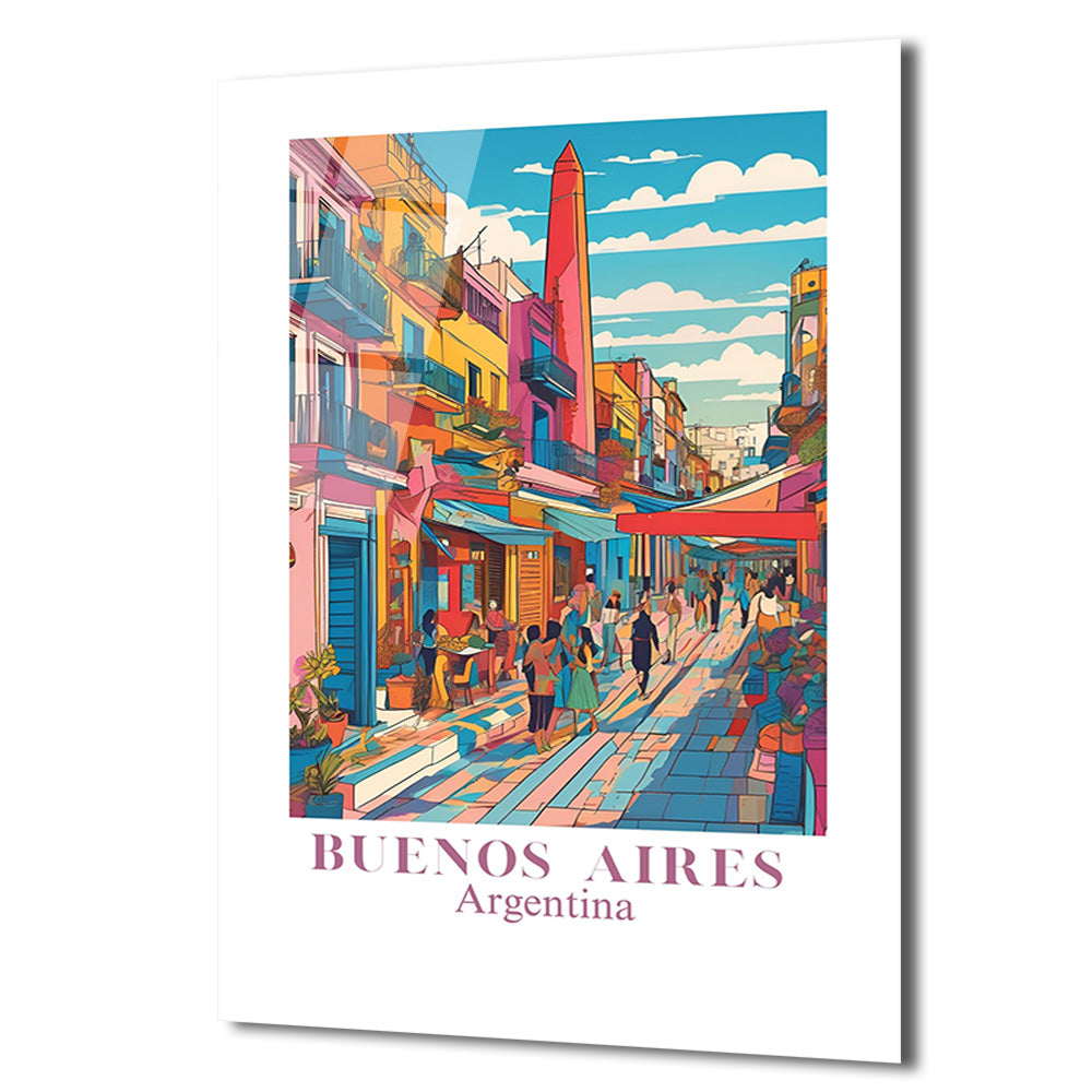 Buenos Aires Pop Art Şehir Manzarası Cam Tablo