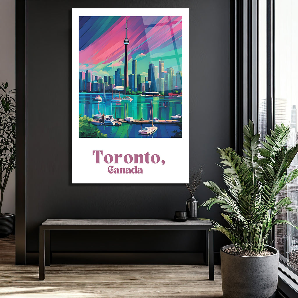 Toronto Gökkuşağı Manzarası Cam Tablo | Şehir ve Deniz Havası