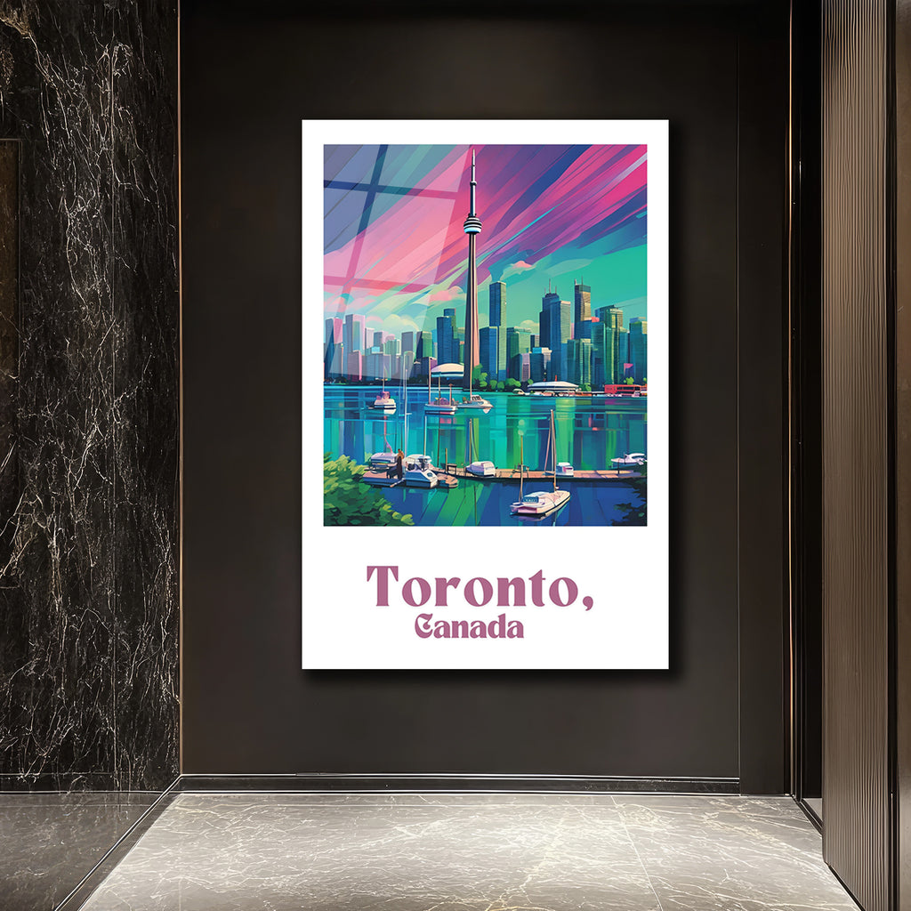 Toronto Gökkuşağı Manzarası Cam Tablo | Şehir ve Deniz Havası