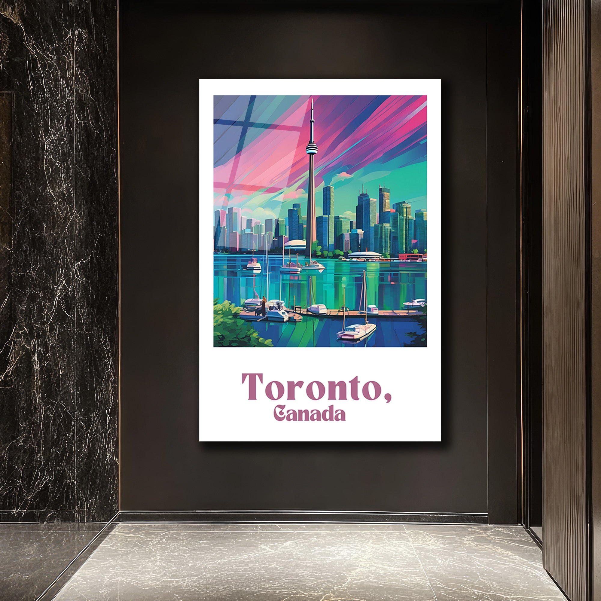 Toronto Gökkuşağı Manzarası Cam Tablo | Şehir ve Deniz Havası