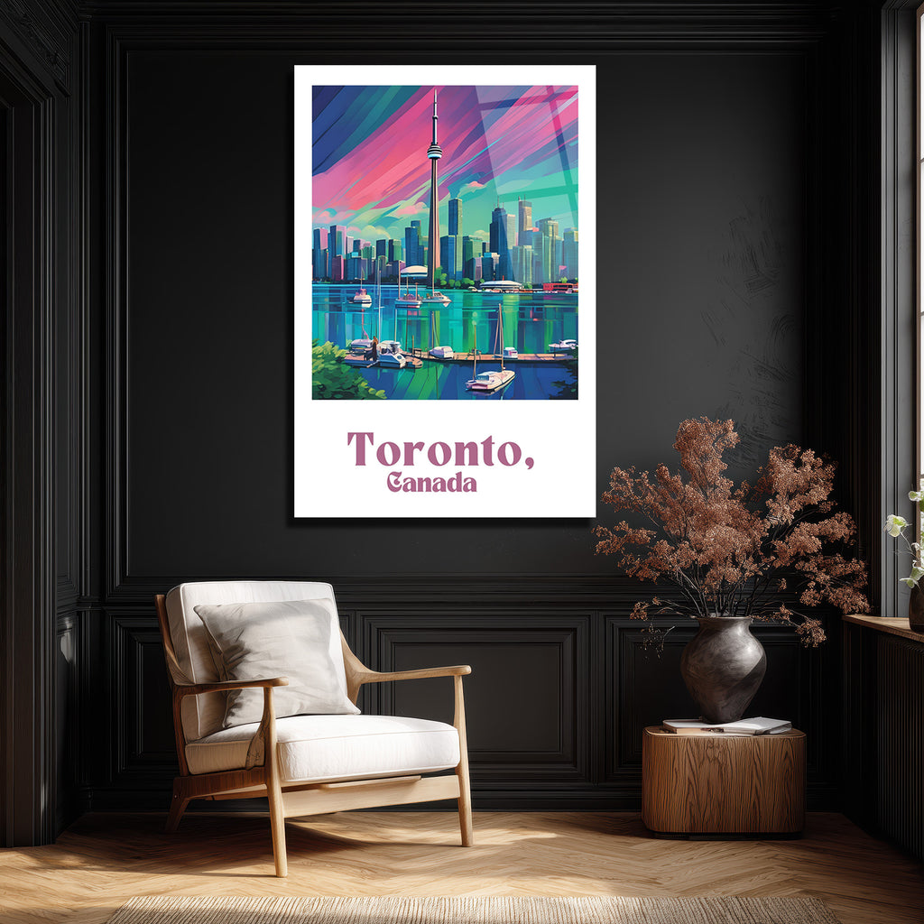 Toronto Gökkuşağı Manzarası Cam Tablo | Şehir ve Deniz Havası