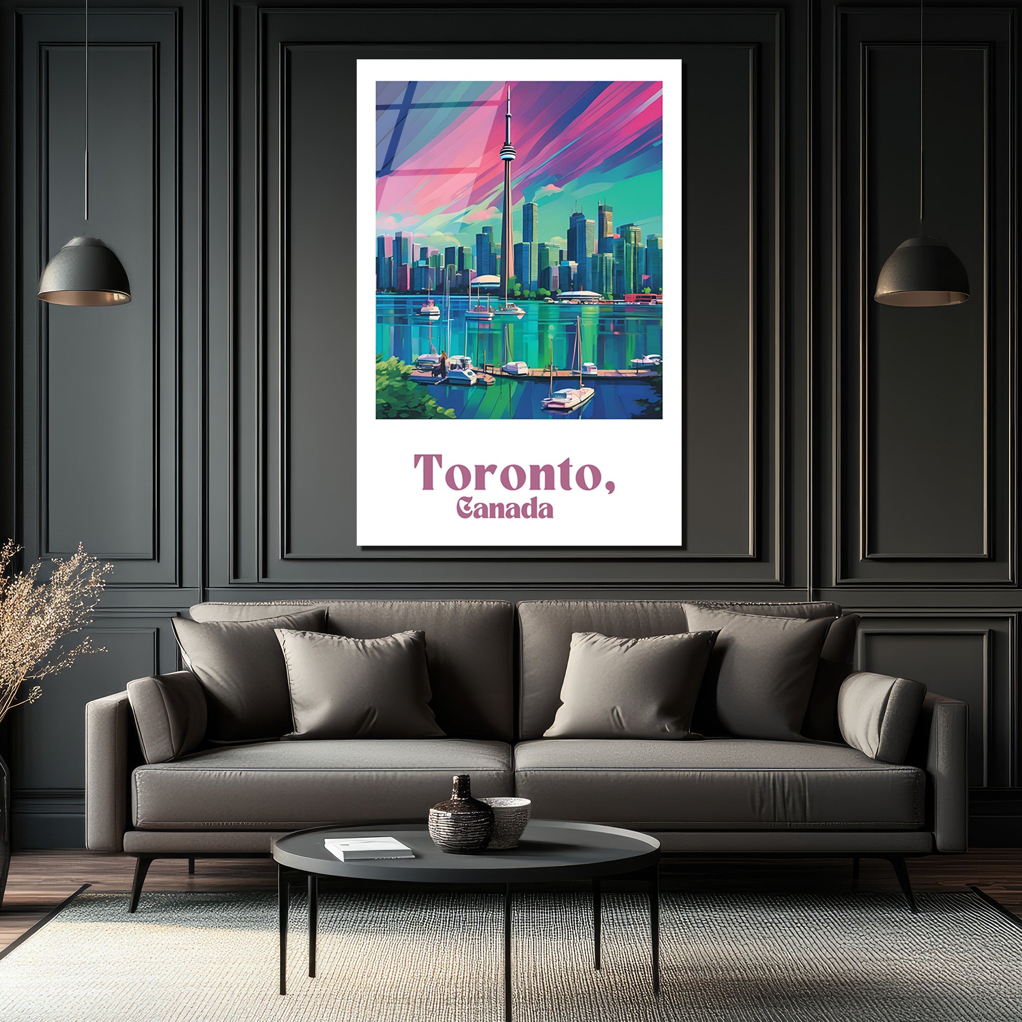 Toronto Gökkuşağı Manzarası Cam Tablo | Şehir ve Deniz Havası