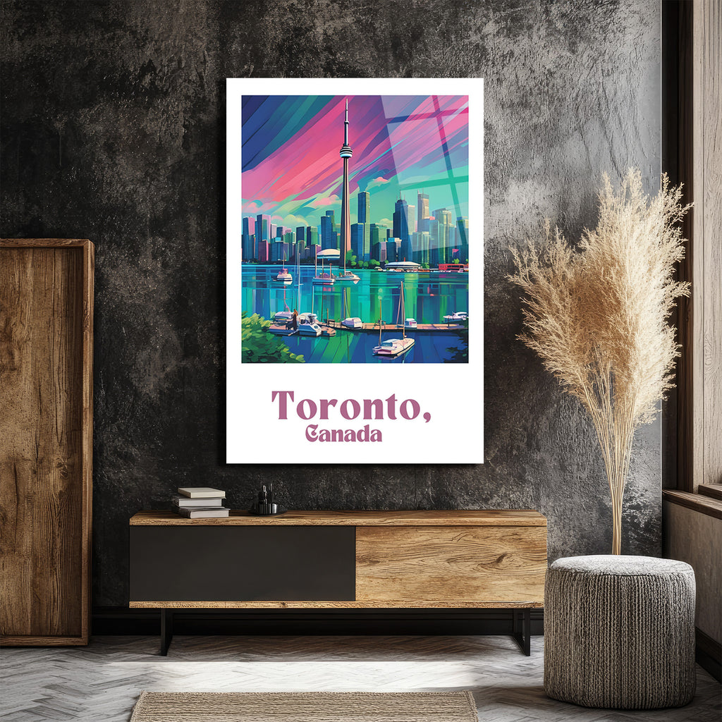 Toronto Gökkuşağı Manzarası Cam Tablo | Şehir ve Deniz Havası