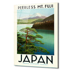 Japonya Fuji Dağı Vintage Seyahat Posteri Cam Tablo