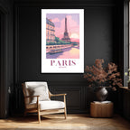 Romantik Paris Gün Batımı Temalı Eyfel Kulesi Cam Tablo