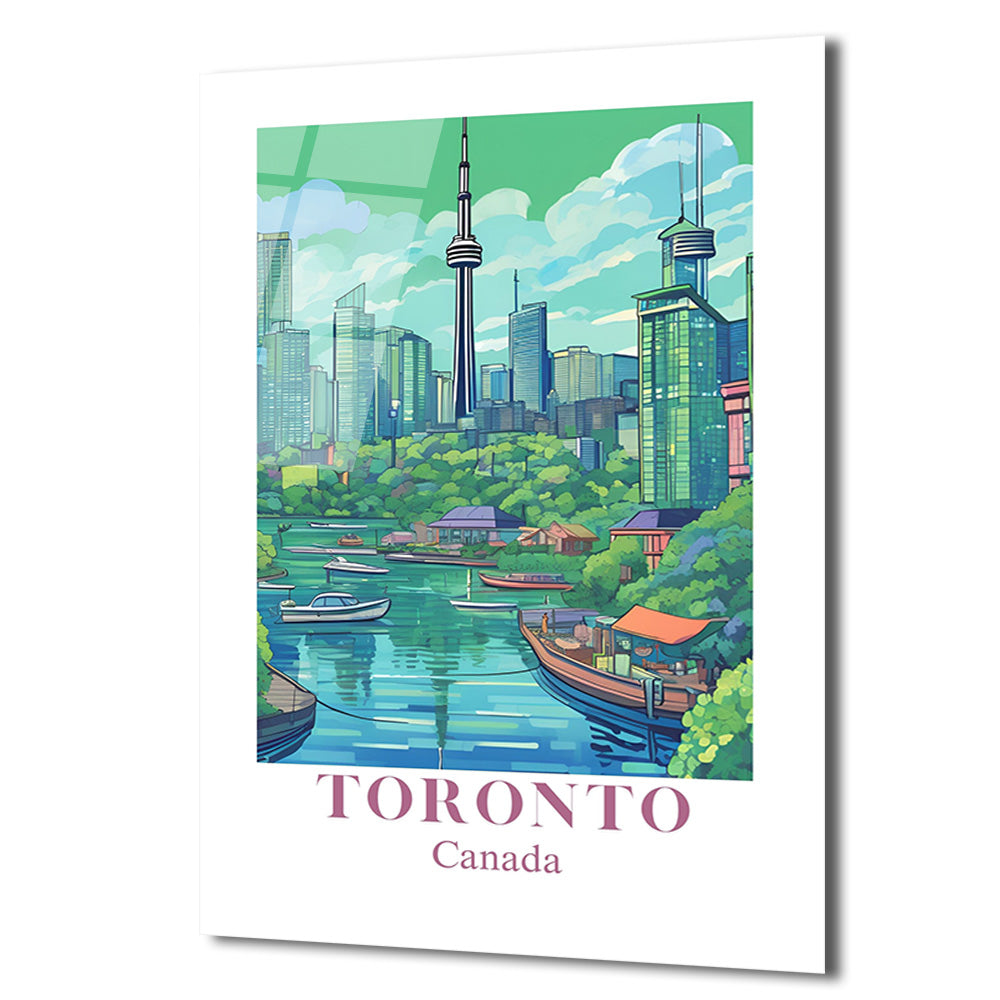 Toronto Kanada Şehir Manzarası Modern Cam Tablo