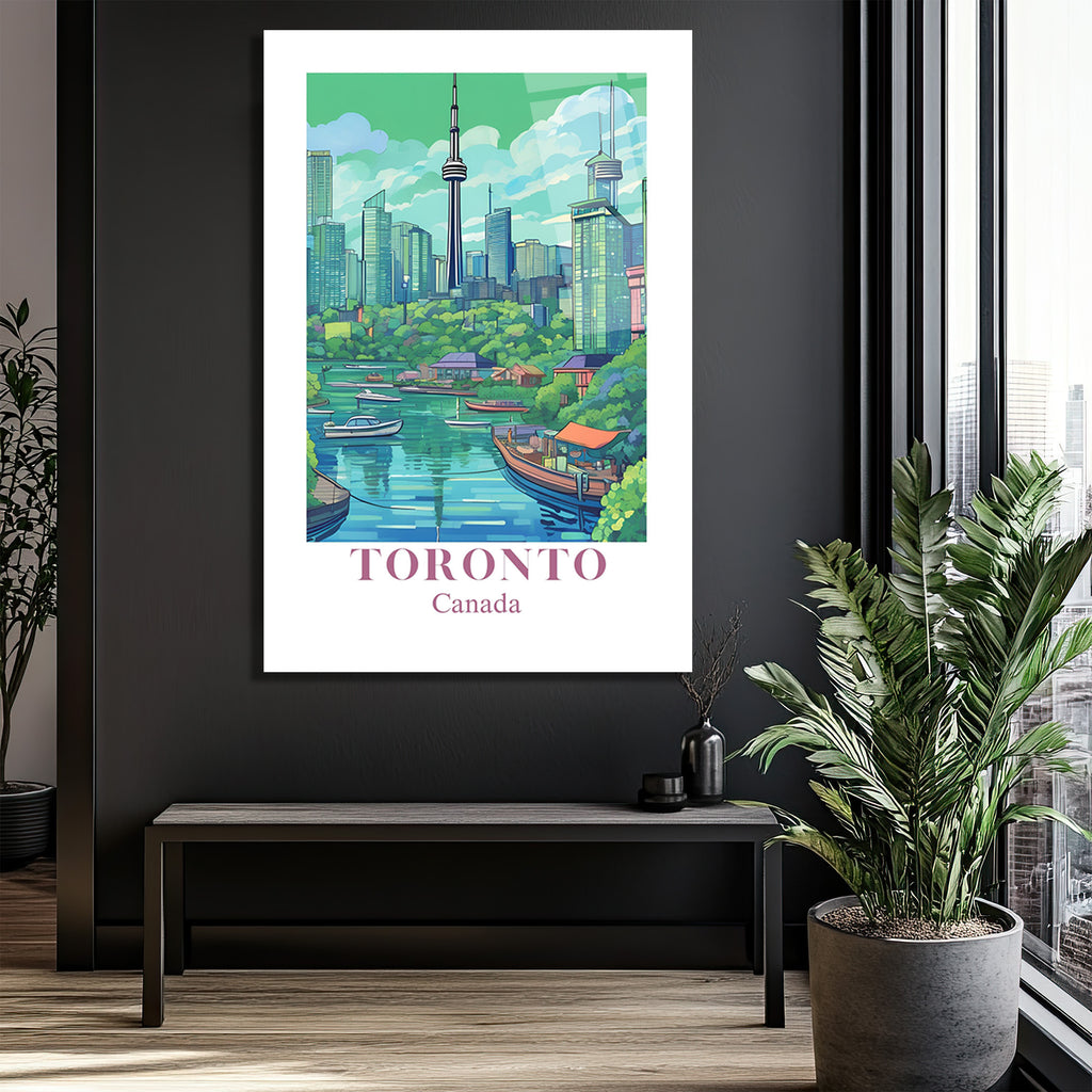 Toronto Kanada Şehir Manzarası Modern Cam Tablo
