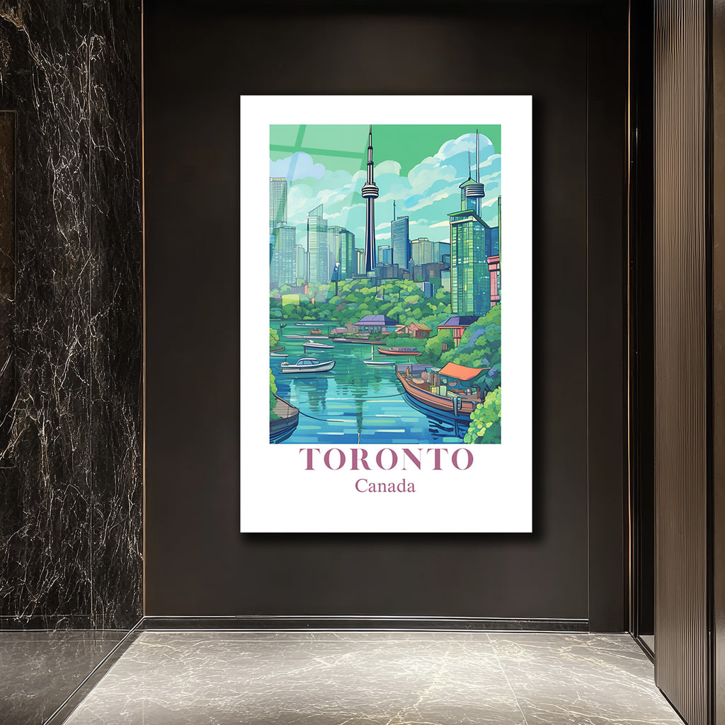Toronto Kanada Şehir Manzarası Modern Cam Tablo