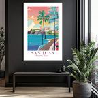 San Juan Puerto Rico Retro Plaj Manzarası Cam Tablo