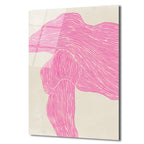 Pembe Çizgisel Soyut Sanat Cam Tablo - Modern Duvar Dekoru