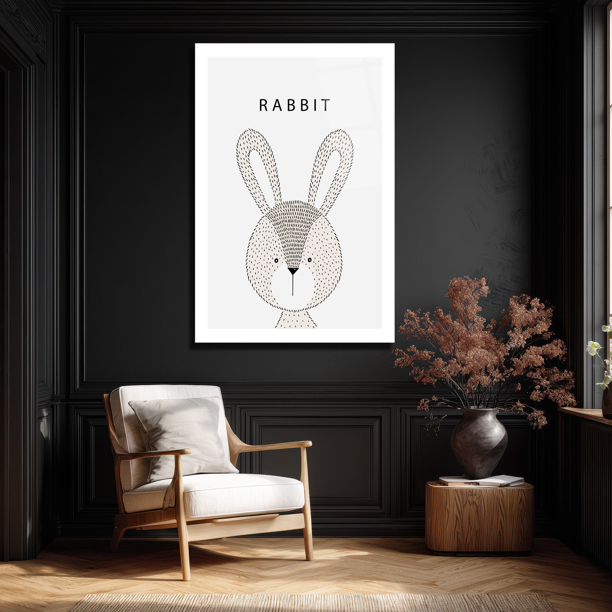 Sevimli Tavşan Temalı Minimalist Cam Tablo