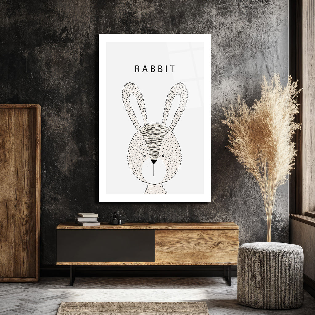 Sevimli Tavşan Temalı Minimalist Cam Tablo