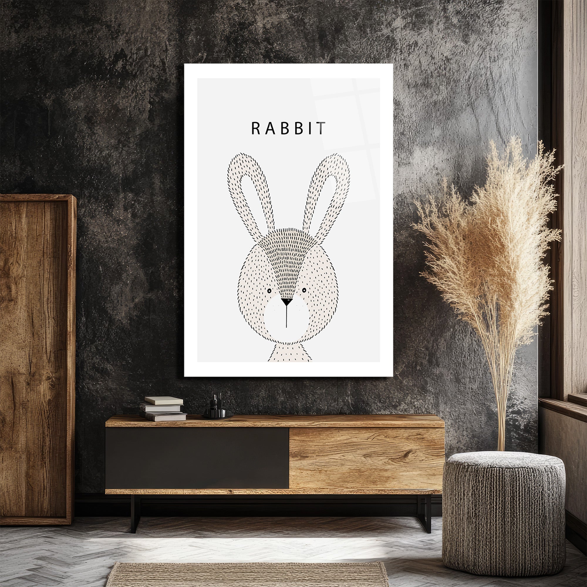 Sevimli Tavşan Temalı Minimalist Cam Tablo