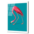 Zarif Pembe Flamingo Cam Tablo: Modern Evlere Tropikal Dokunuş
