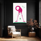 Pembe Flamingo ve Salıncaklı Çocuk Modern Cam Tablo