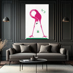 Pembe Flamingo ve Salıncaklı Çocuk Modern Cam Tablo