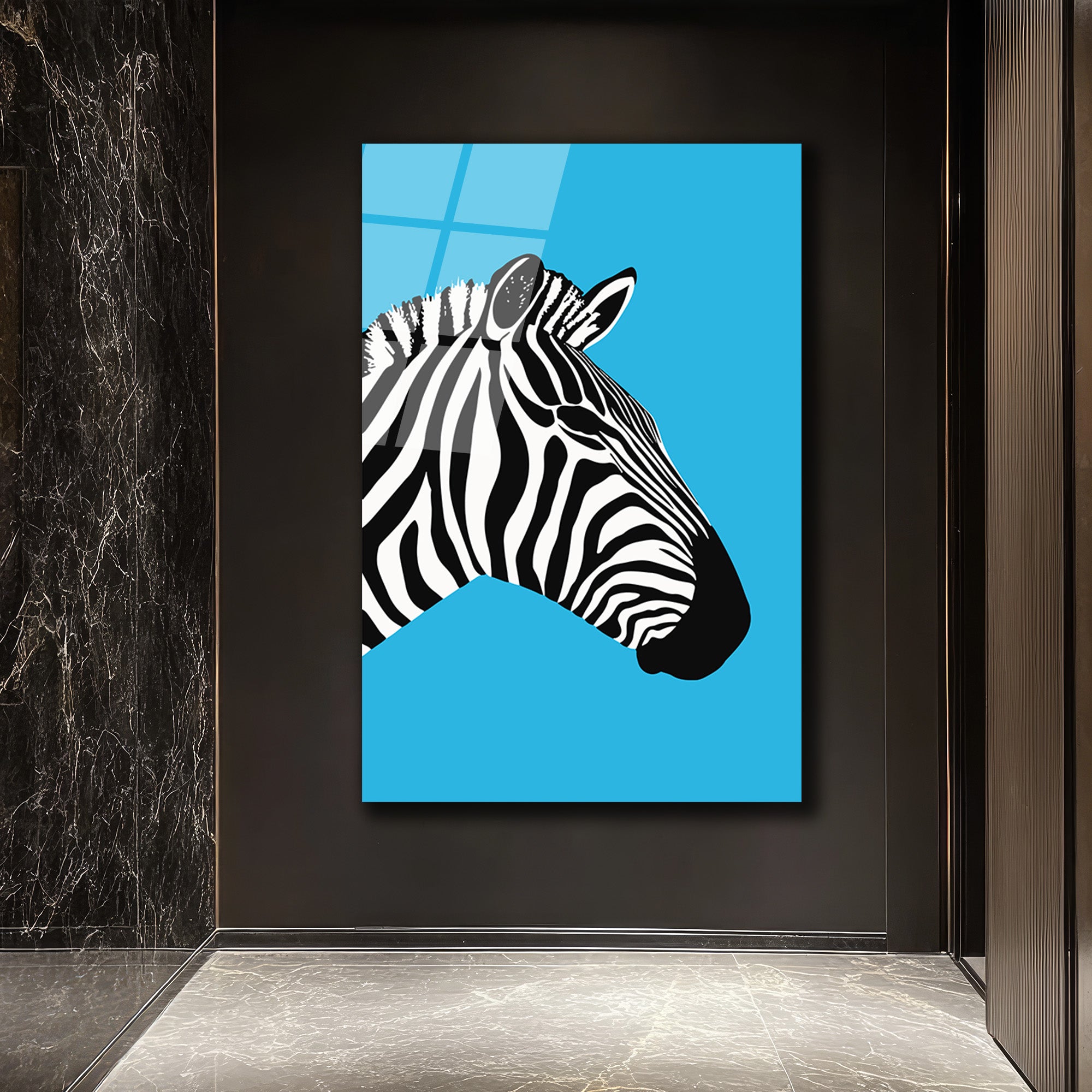 Vahşi Zarafet: Modern Zebra Profili Cam Tablo