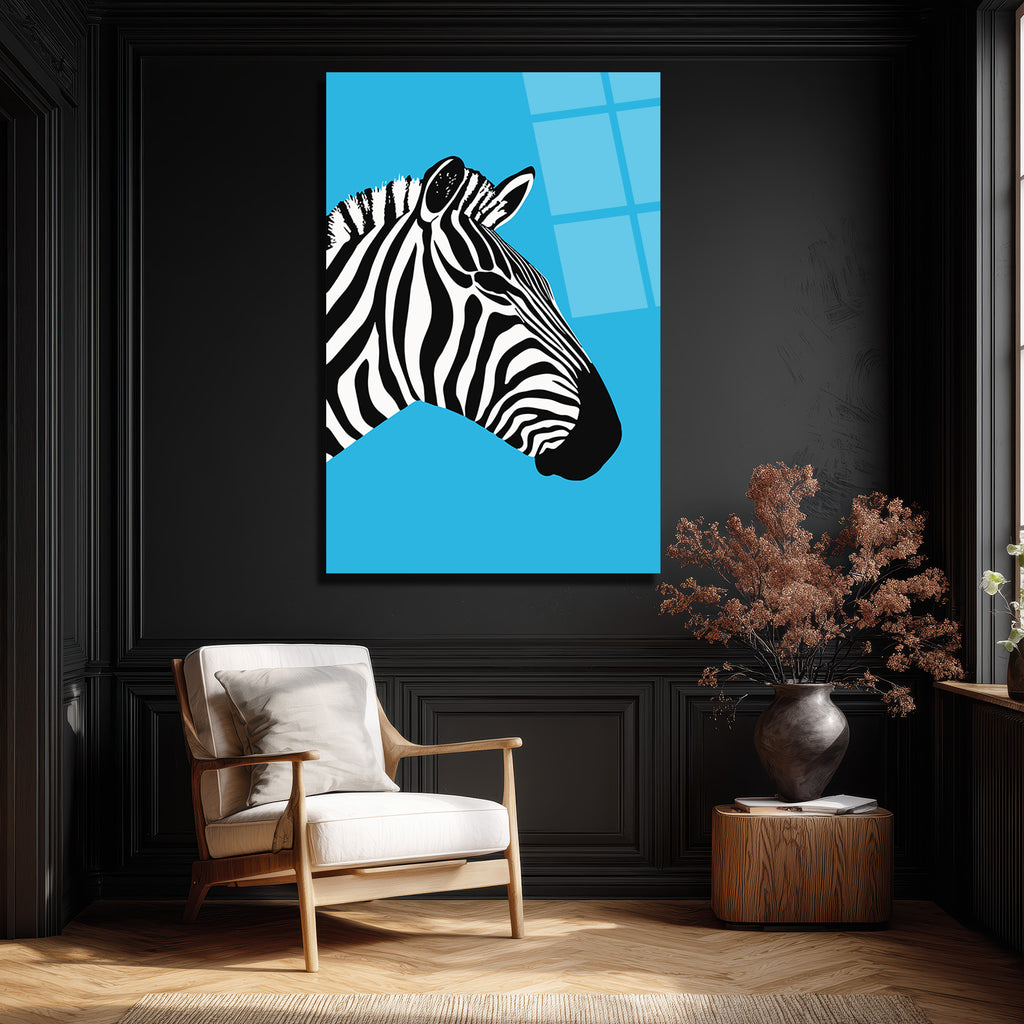 Vahşi Zarafet: Modern Zebra Profili Cam Tablo