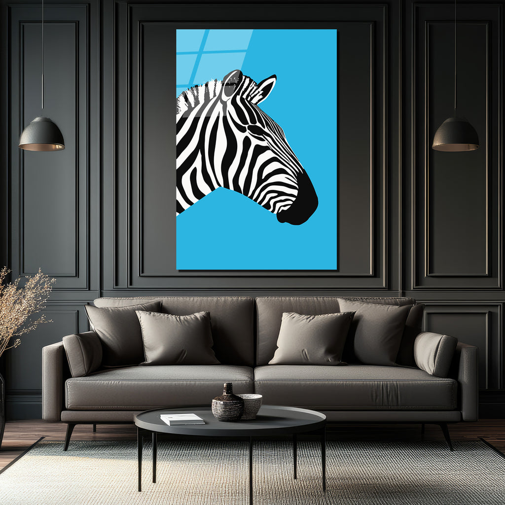 Vahşi Zarafet: Modern Zebra Profili Cam Tablo